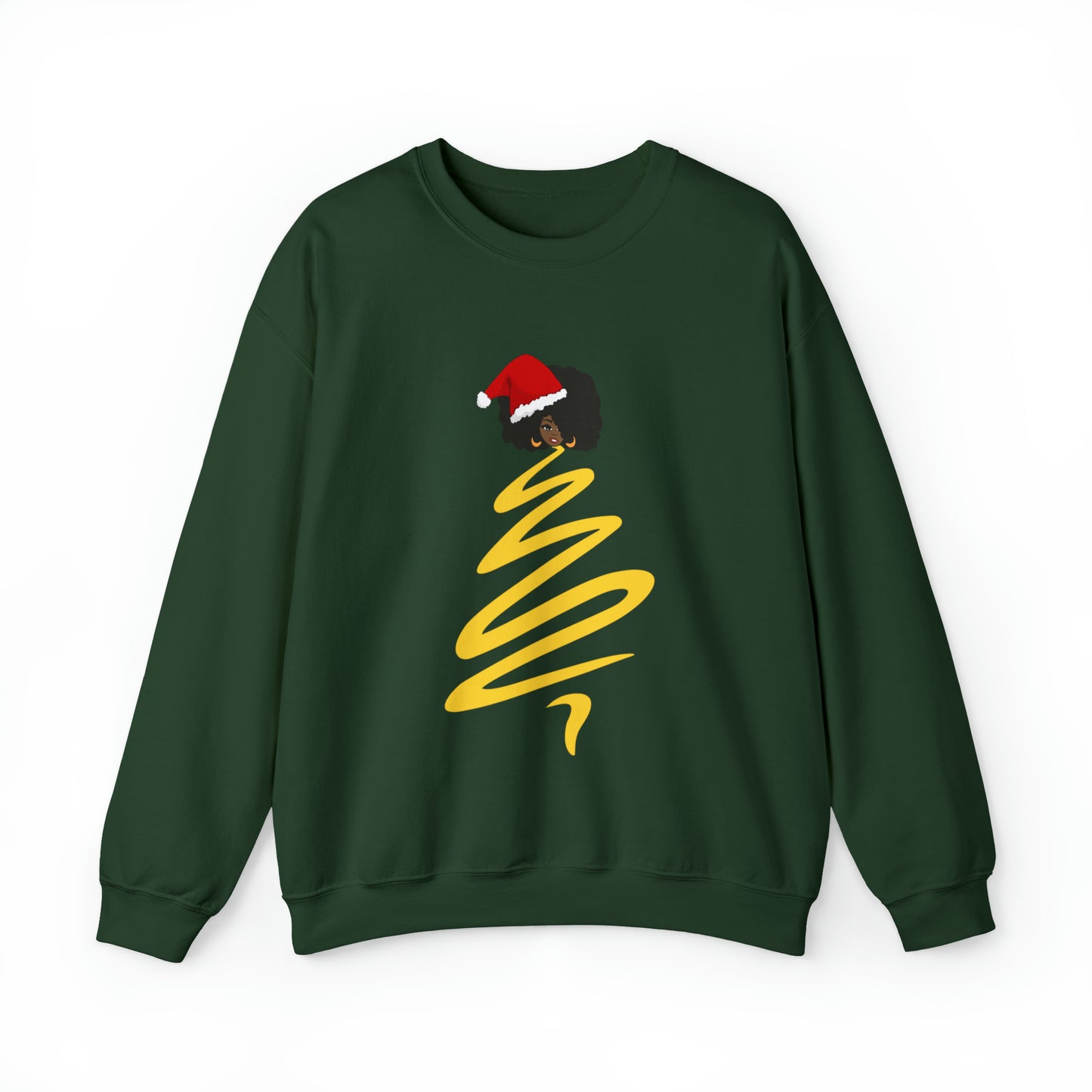 Dope Black Girl Afro Christmas Tree Angel Crewneck Sweatshirt