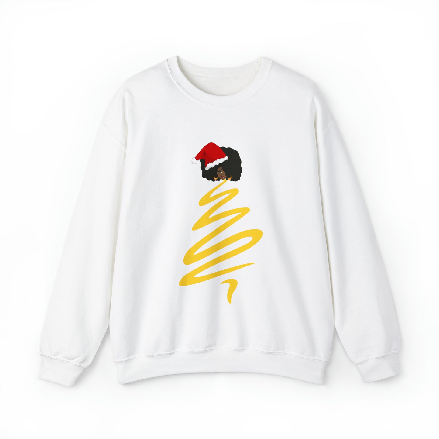 Dope Black Girl Afro Christmas Tree Angel Crewneck Sweatshirt