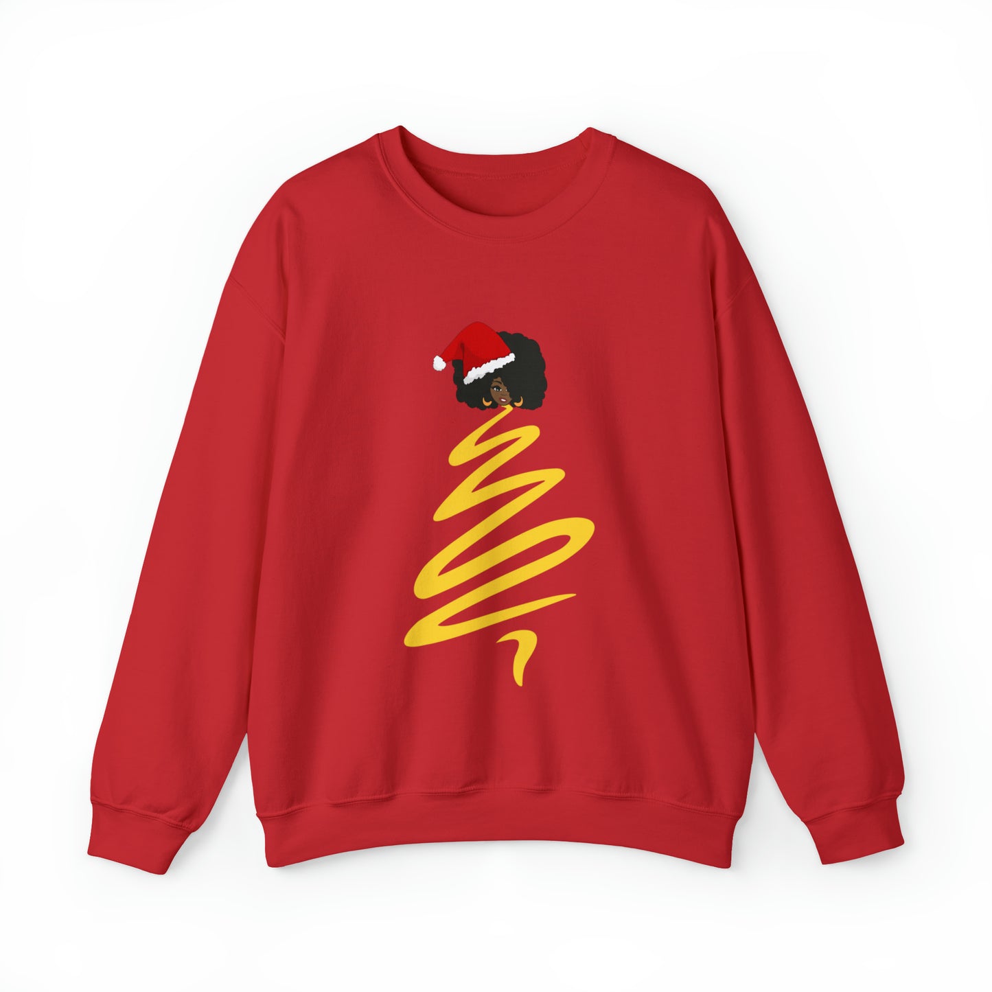 Dope Black Girl Afro Christmas Tree Angel Crewneck Sweatshirt
