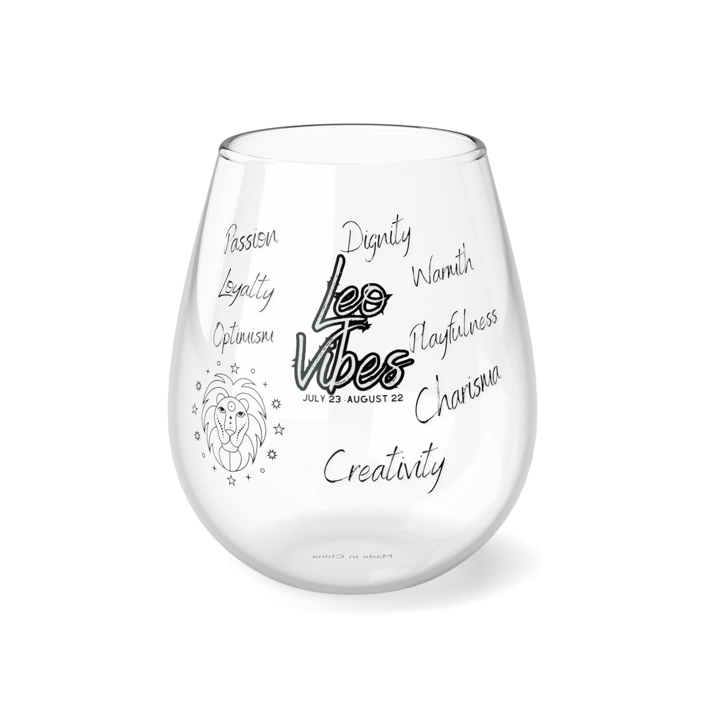 Leo Vibes Zodiac Stemless Wine Glass