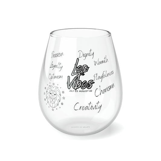 Leo Vibes Zodiac Stemless Wine Glass