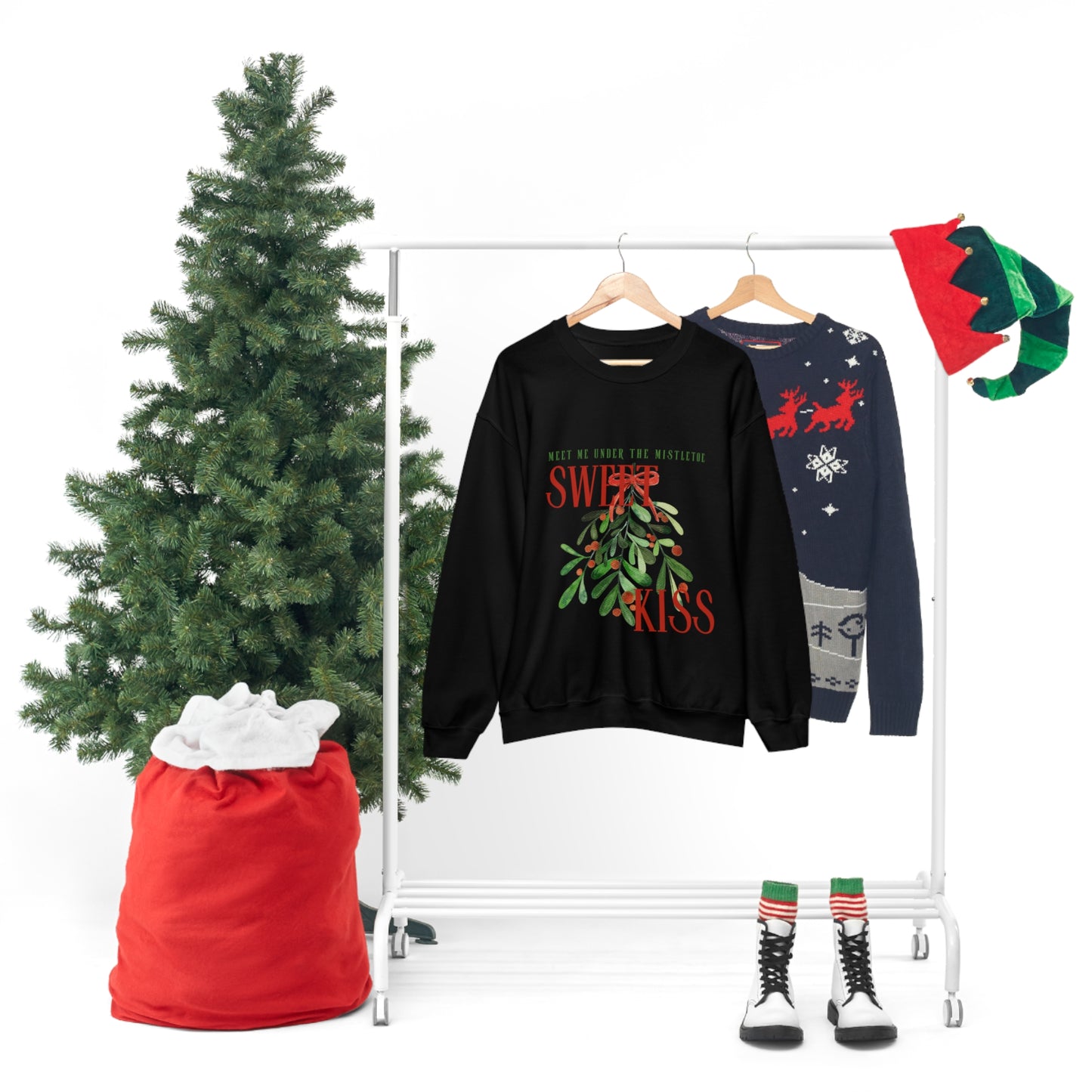 Meet Me Under The Mistletoe for a Sweet Kiss Unisex Crewneck Sweatshirt