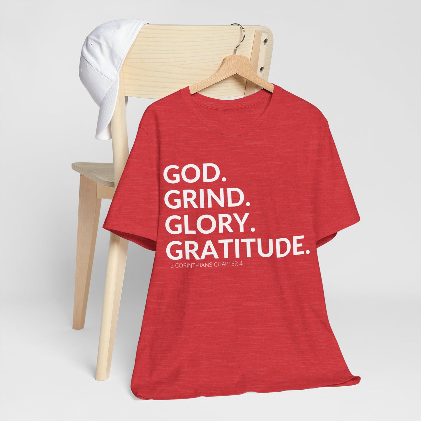 God. Grind. Glory. Gratitude. Christian Inspirational Unisex Jersey Short Sleeve Tee