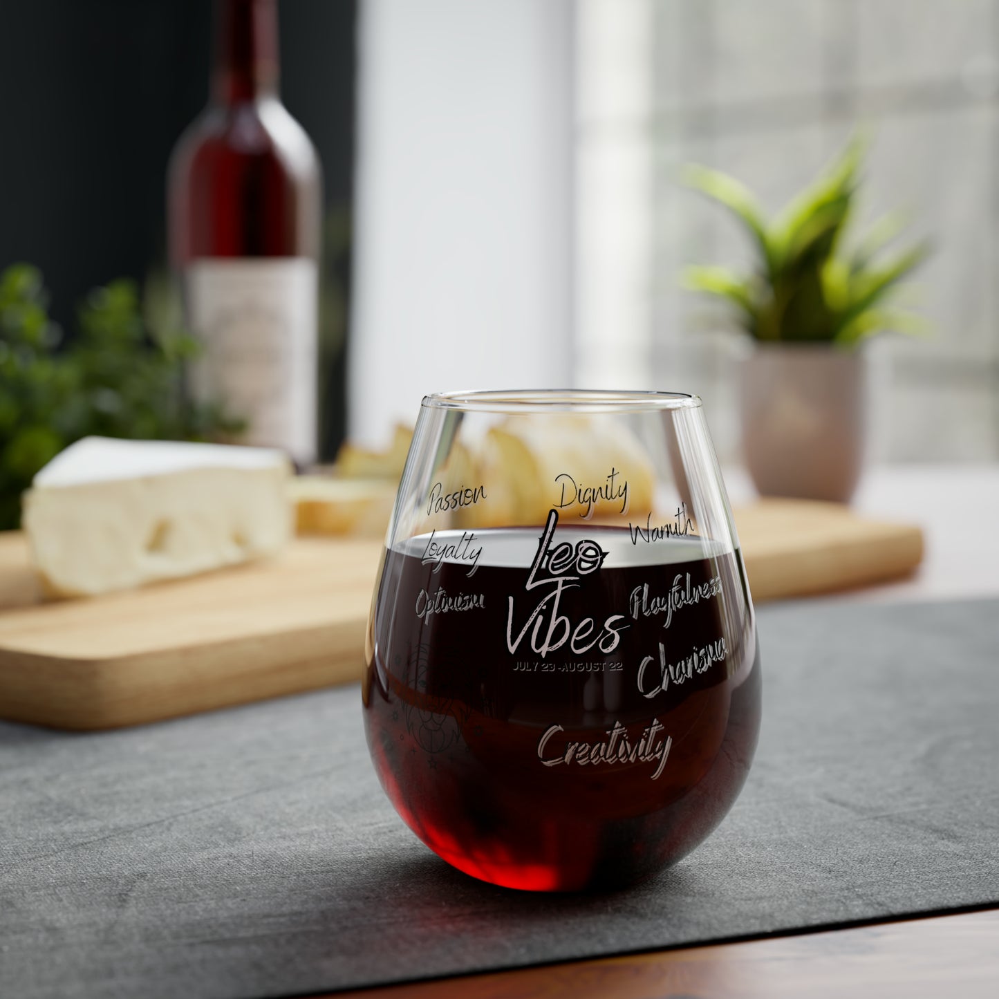 Leo Vibes Zodiac Stemless Wine Glass