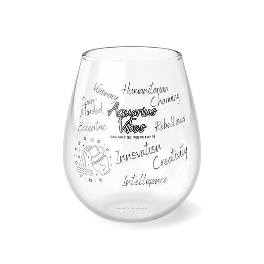 Aquarius Vibes Zodiac Stemless Wine Glass