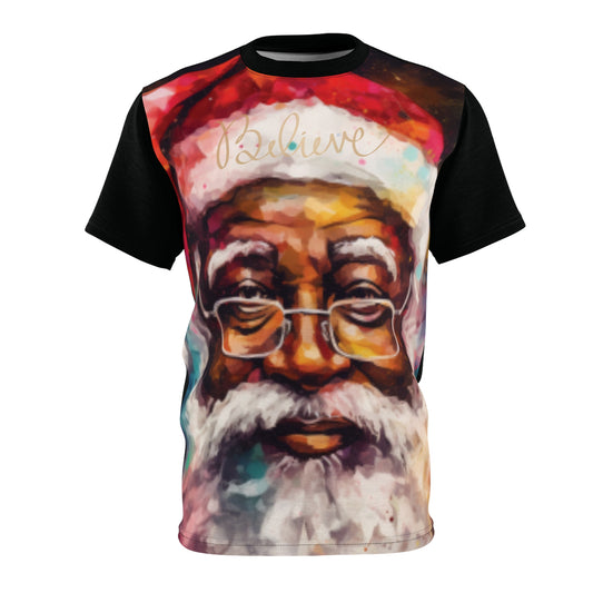 Believe Melanin Santa in Watercolor Unisex Tee