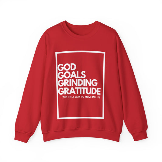 God Goals Grind Gratitude Unisex Heavy Blend™ Crewneck Sweatshirt