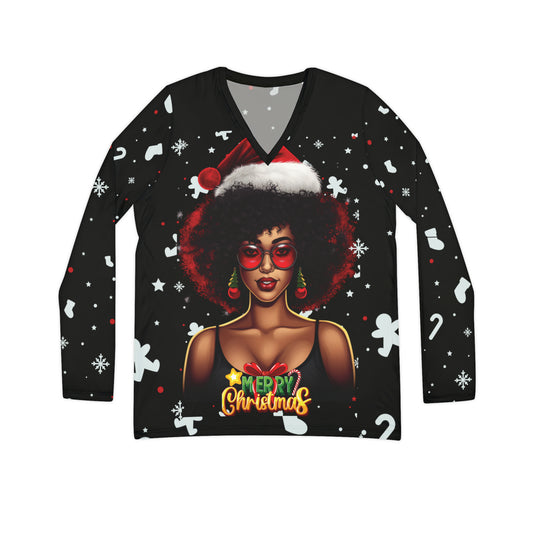 Santa's Favorite Women's Long Sleeve V-Neck