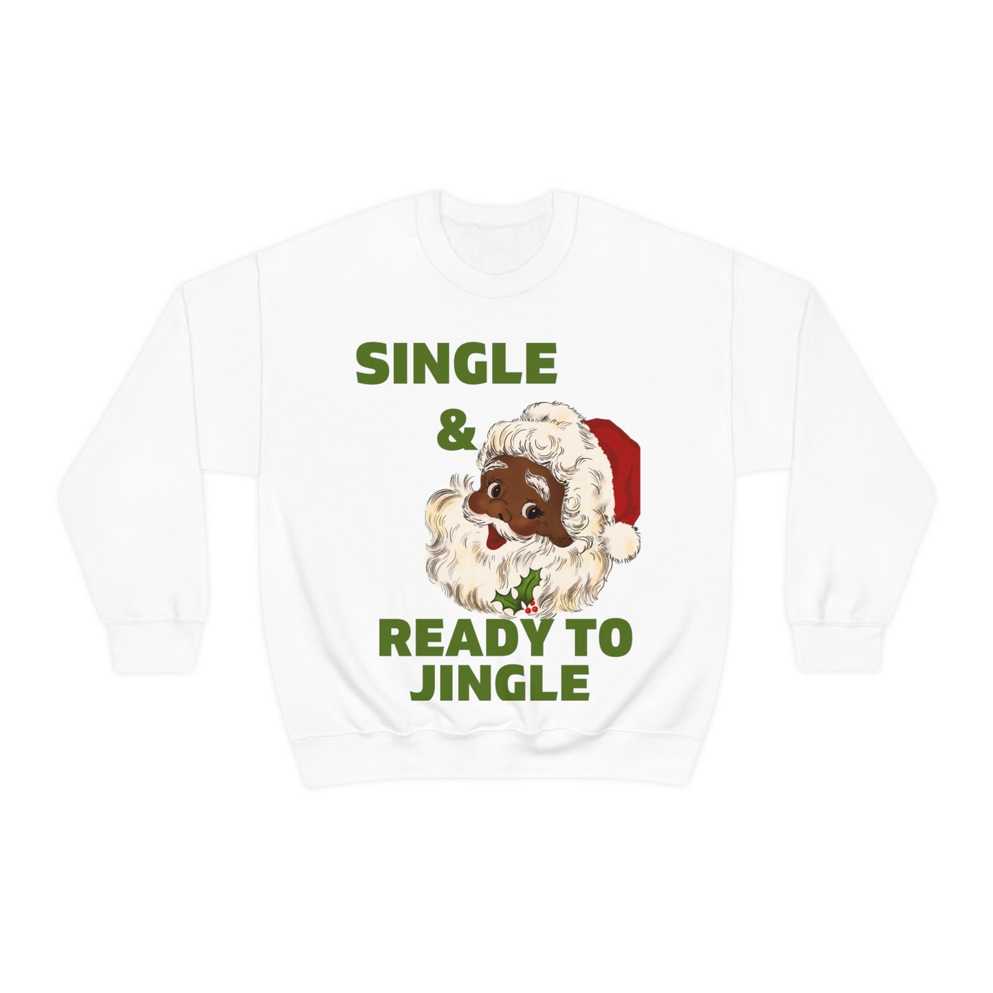 Single and Ready To Jingle Cute Black Santa Unisex Crewneck Sweatshirt