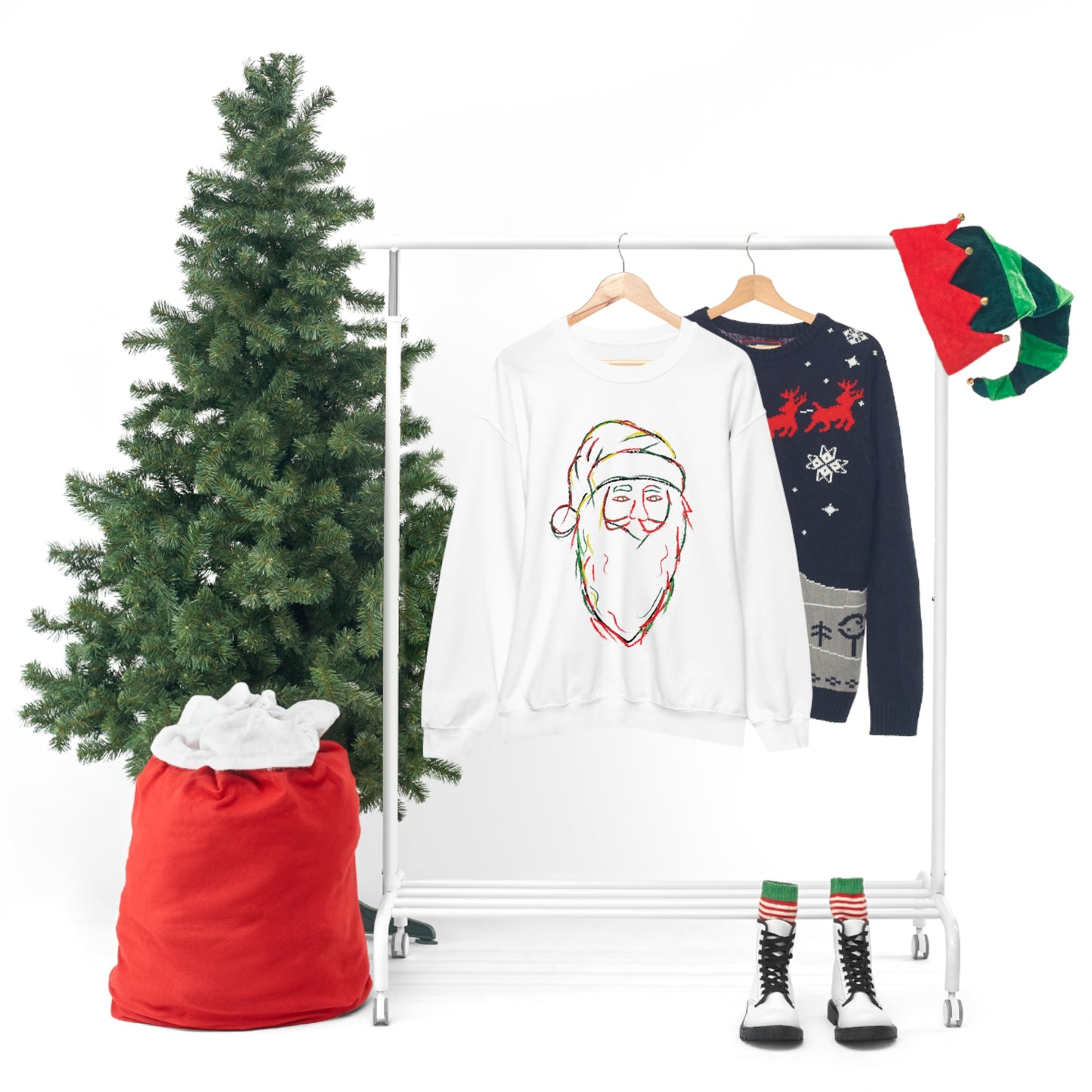 Santa Abstract Sketch Unisex Crewneck Sweatshirt