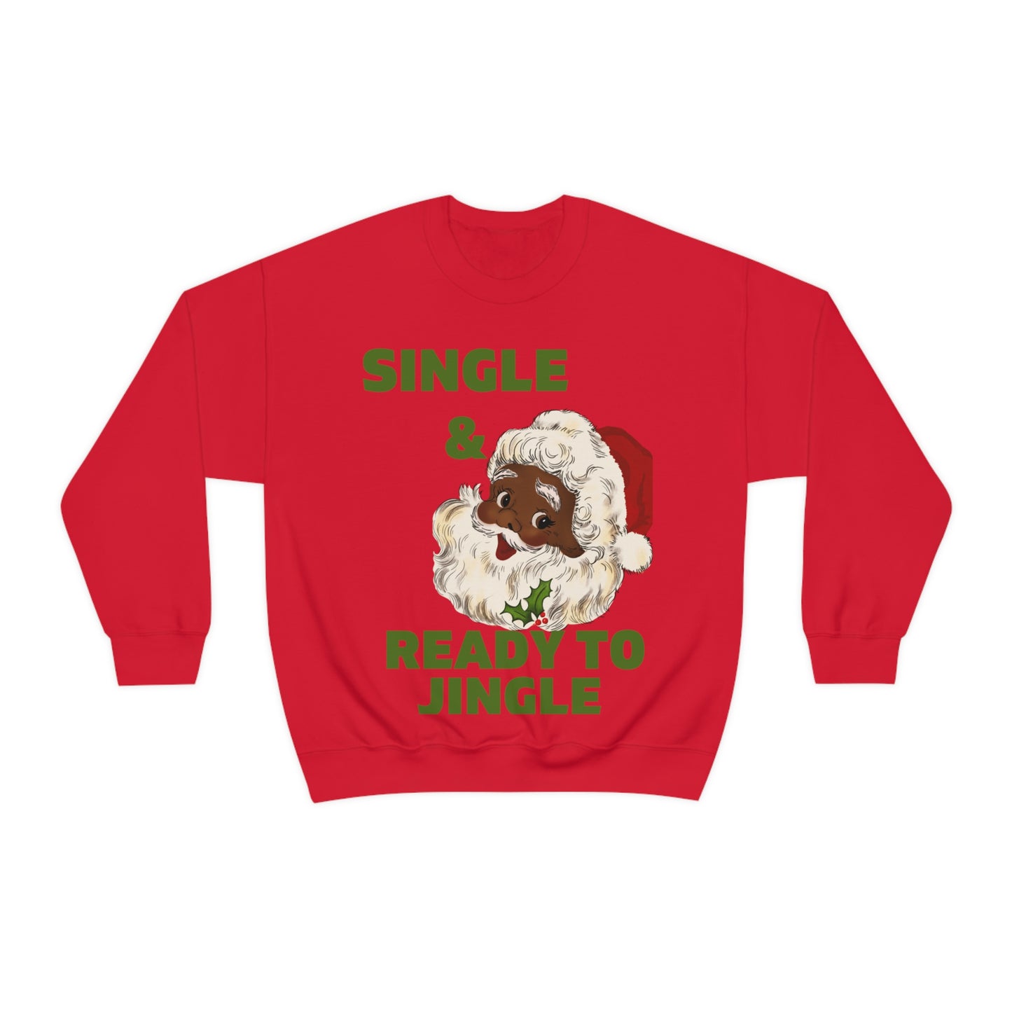 Single and Ready To Jingle Cute Black Santa Unisex Crewneck Sweatshirt