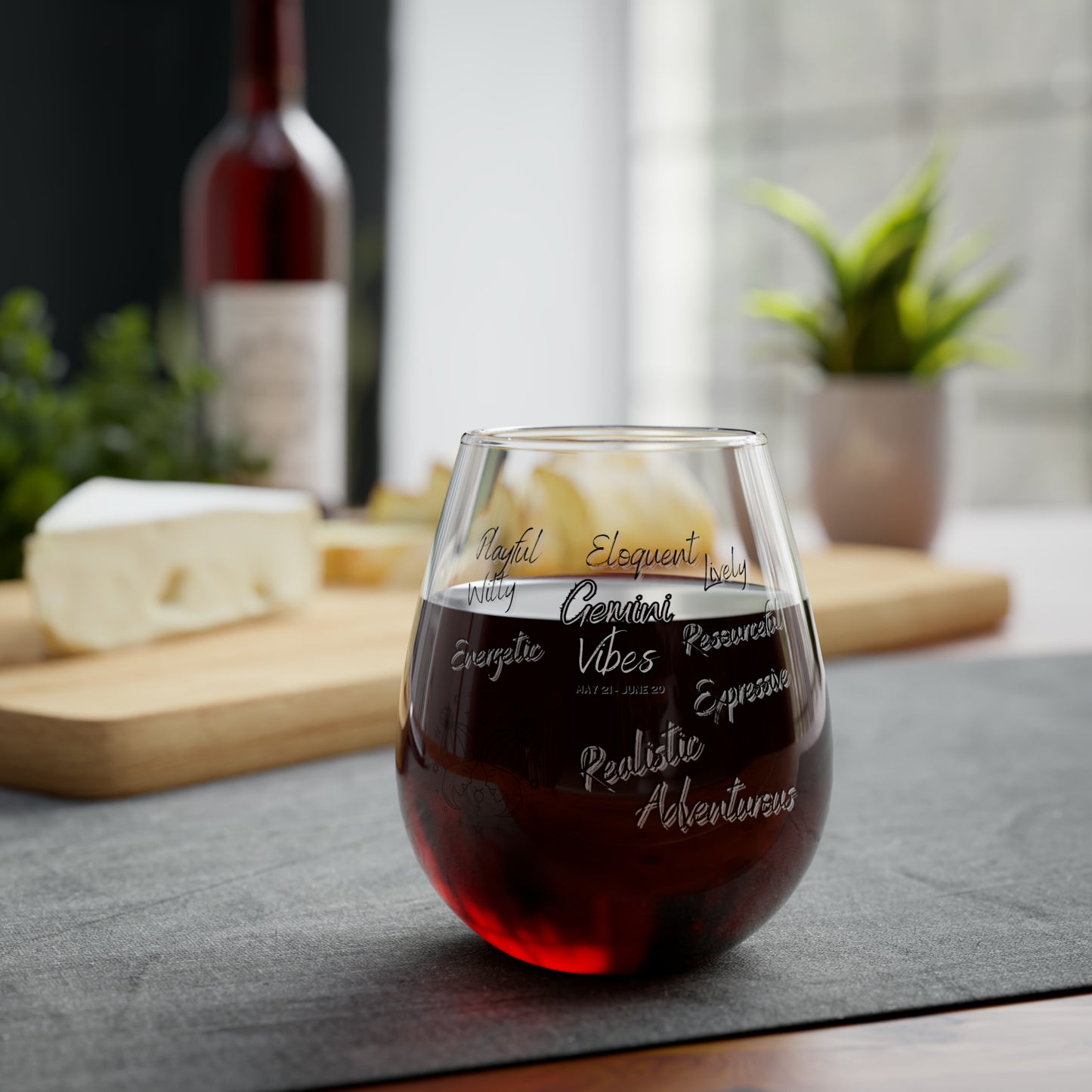 Gemini Vibes Zodiac Stemless Wine Glass