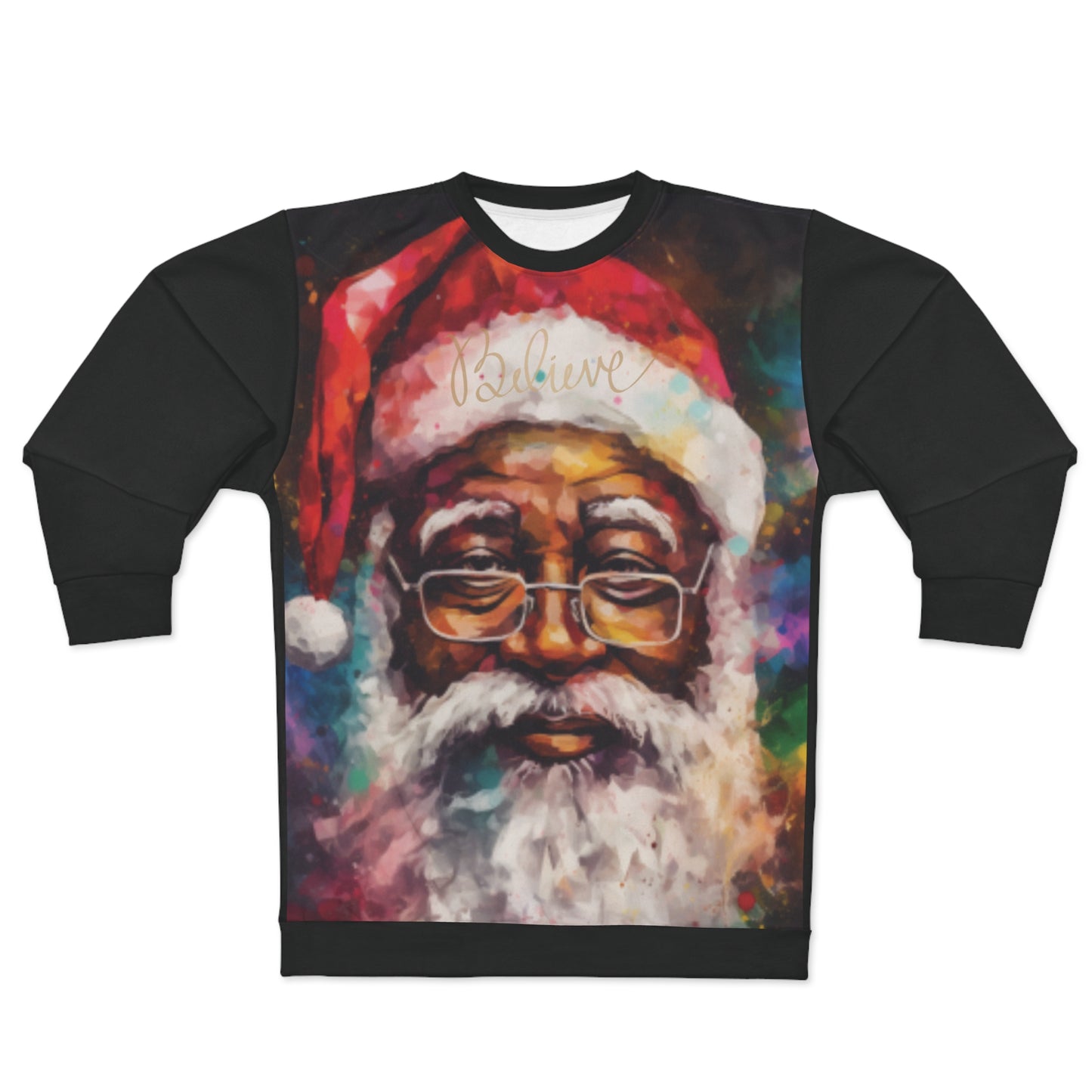 Believe Melanin Santa in Watercolor Sweatshirt