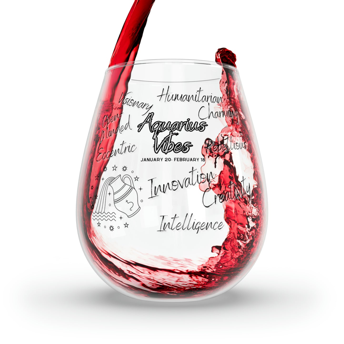 Aquarius Vibes Zodiac Stemless Wine Glass