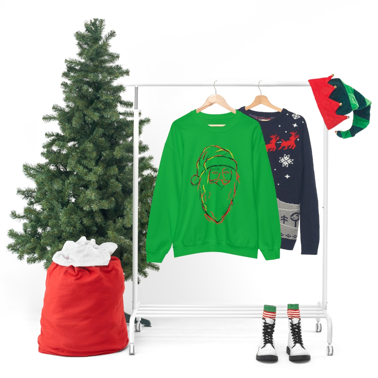 Santa Abstract Sketch Unisex Crewneck Sweatshirt