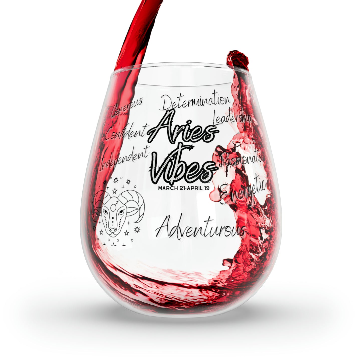 Aries Vibes Zodiac Stemless Wine Glass