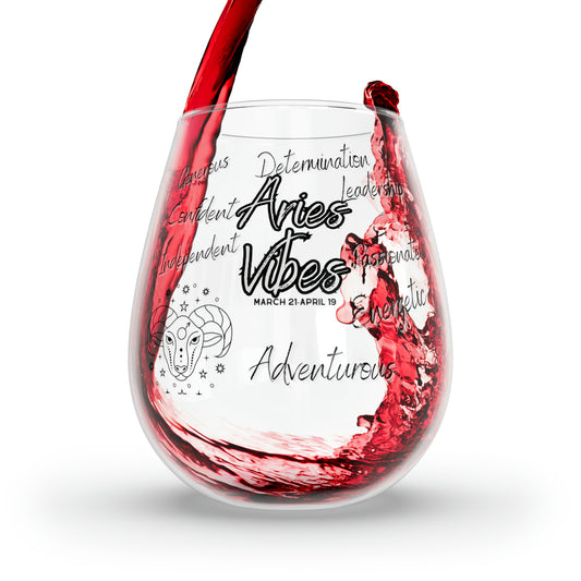 Aries Vibes Zodiac Stemless Wine Glass