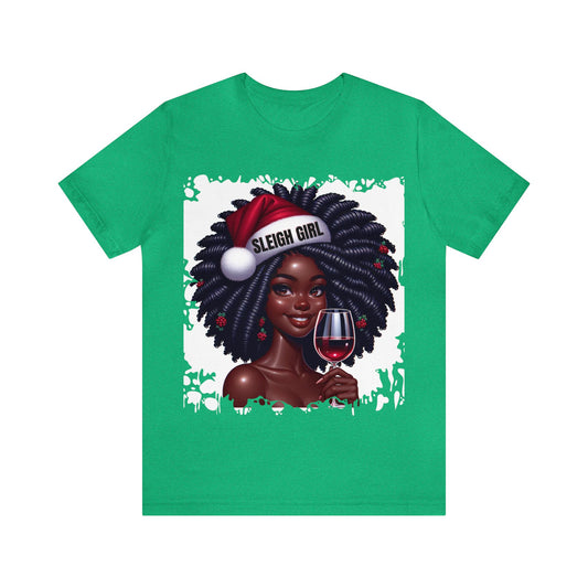 Sleigh Girl Wine Christmas Short Sleeve Tee