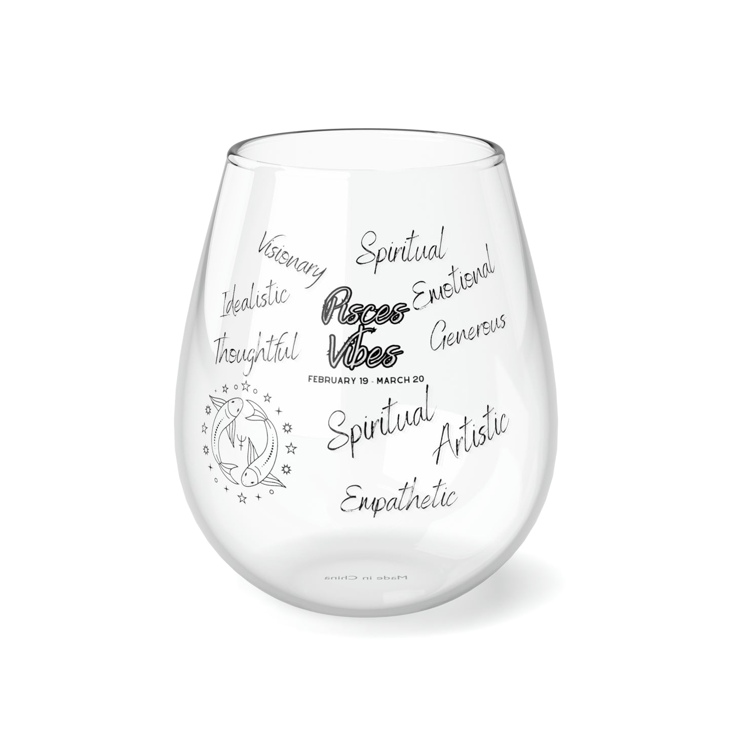 Pisces Vibes Zodiac Stemless Wine Glass