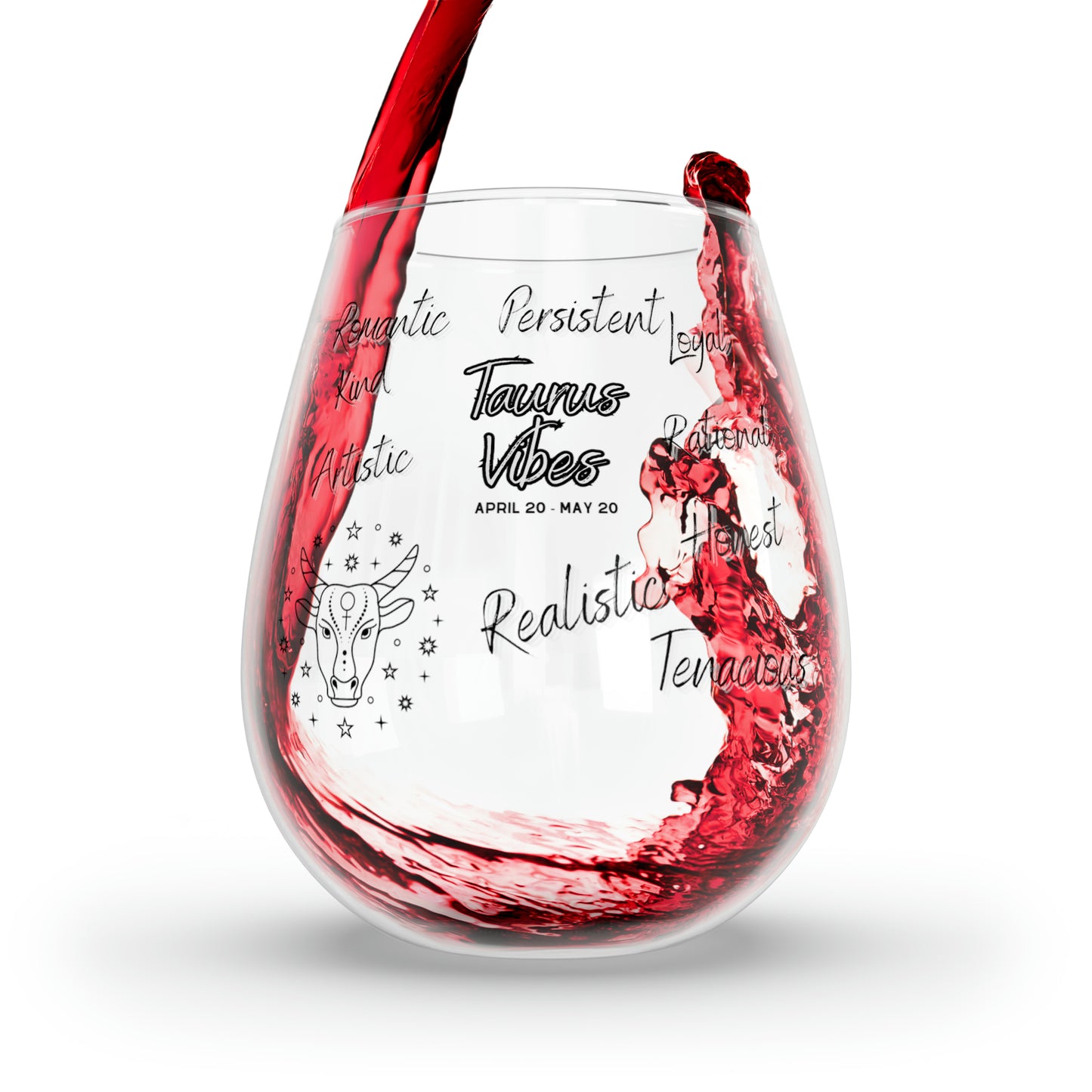 Taurus Vibes Zodiac Stemless Wine Glass