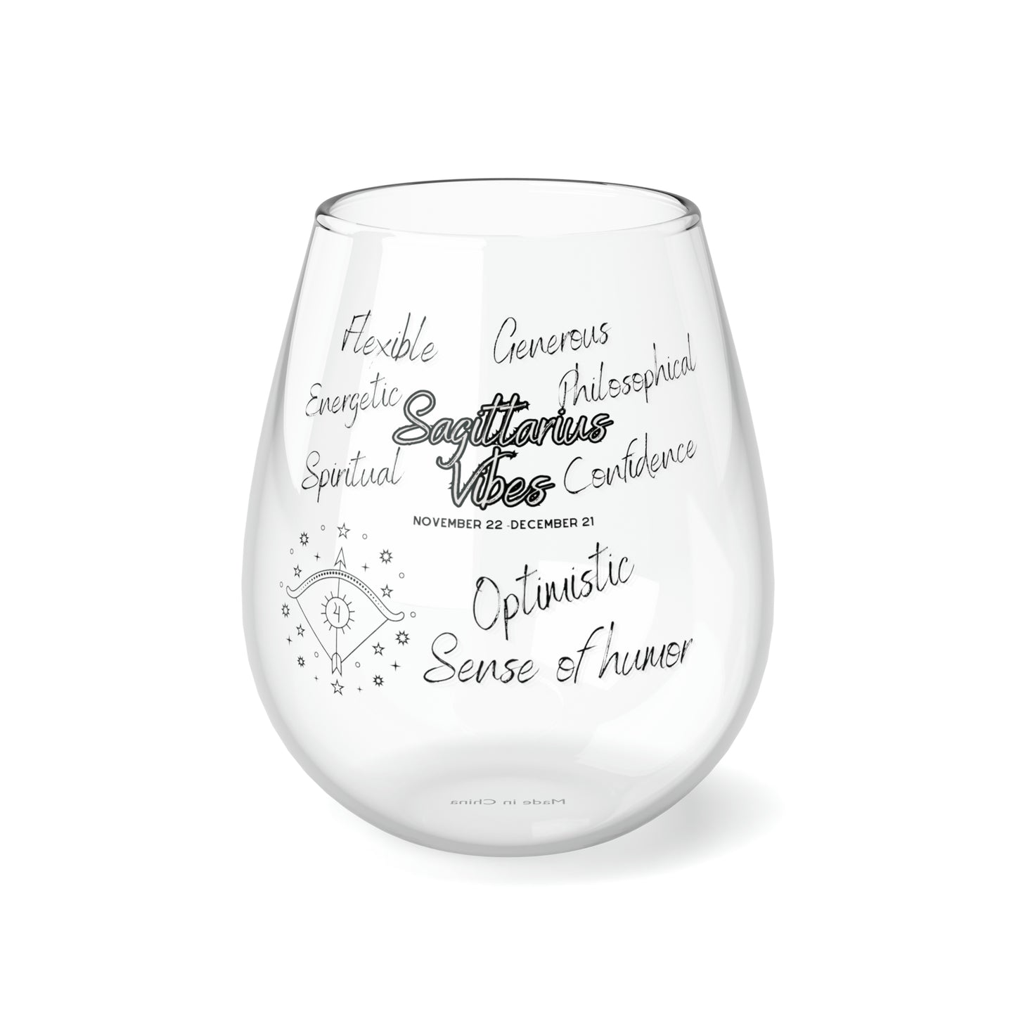 Sagittarius Vibes Zodiac Stemless Wine Glass