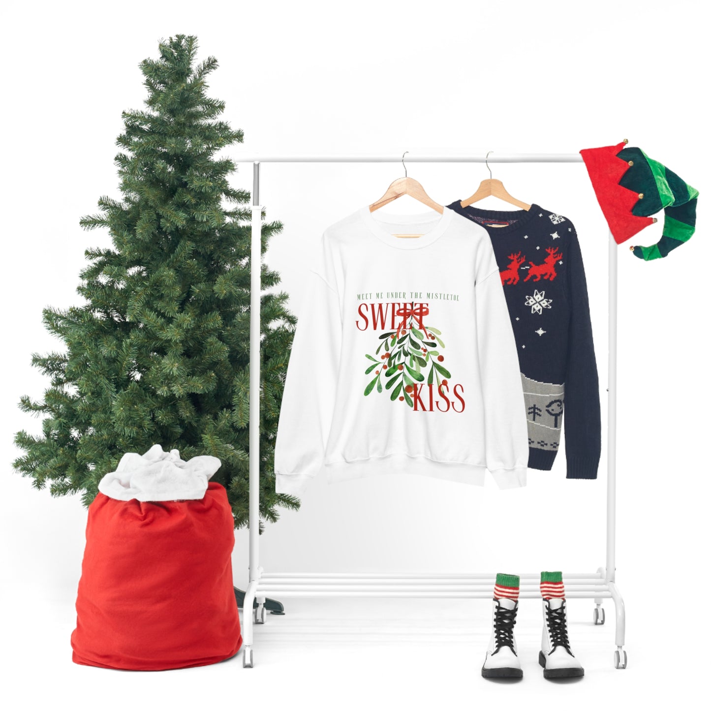 Meet Me Under The Mistletoe for a Sweet Kiss Unisex Crewneck Sweatshirt