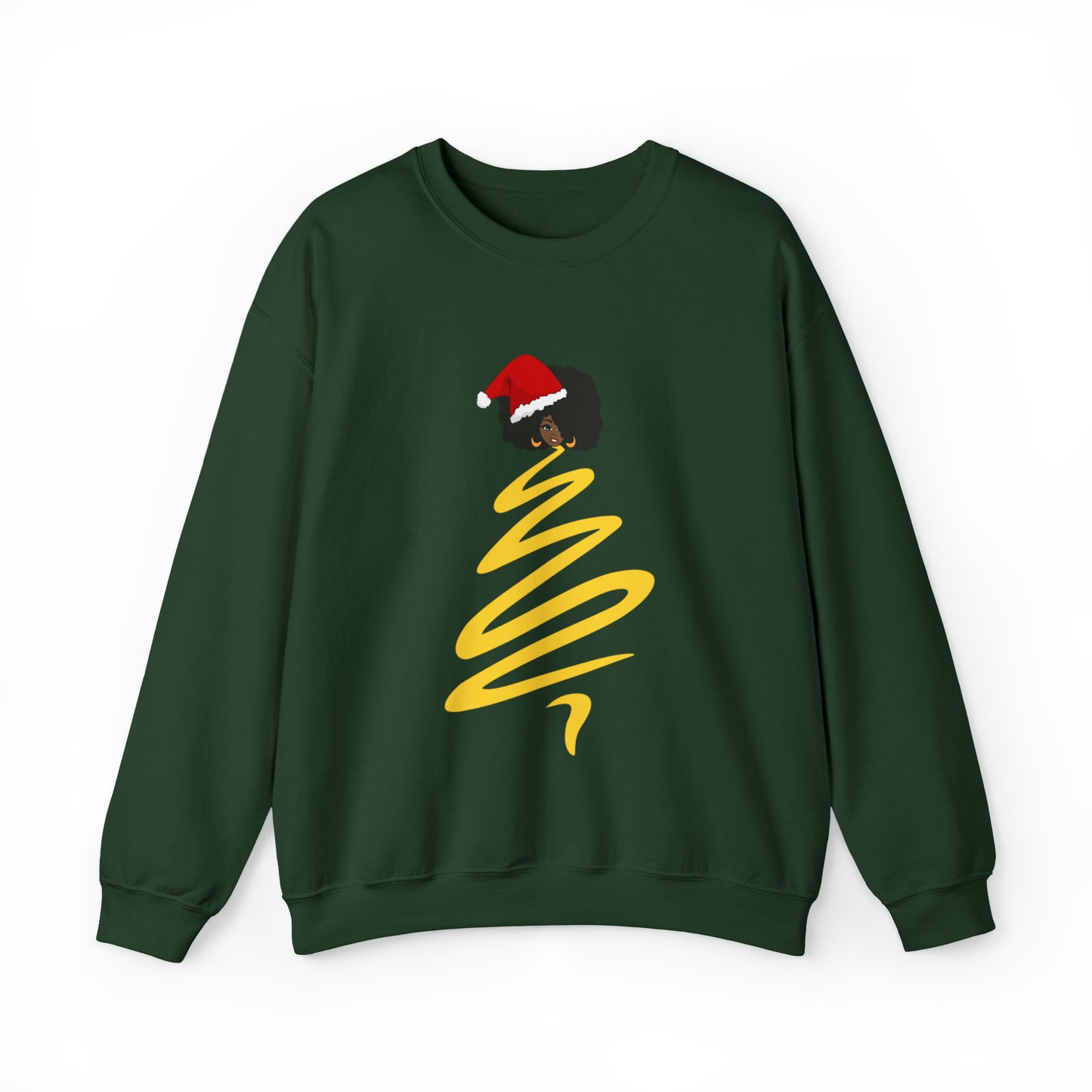 Dope Black Girl Afro Christmas Tree Angel  Crewneck Sweatshirt