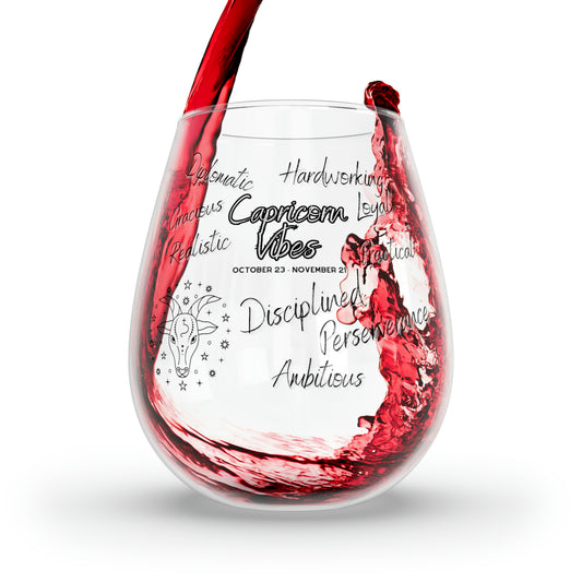 Capricorn Vibes Zodiac Stemless Wine Glass