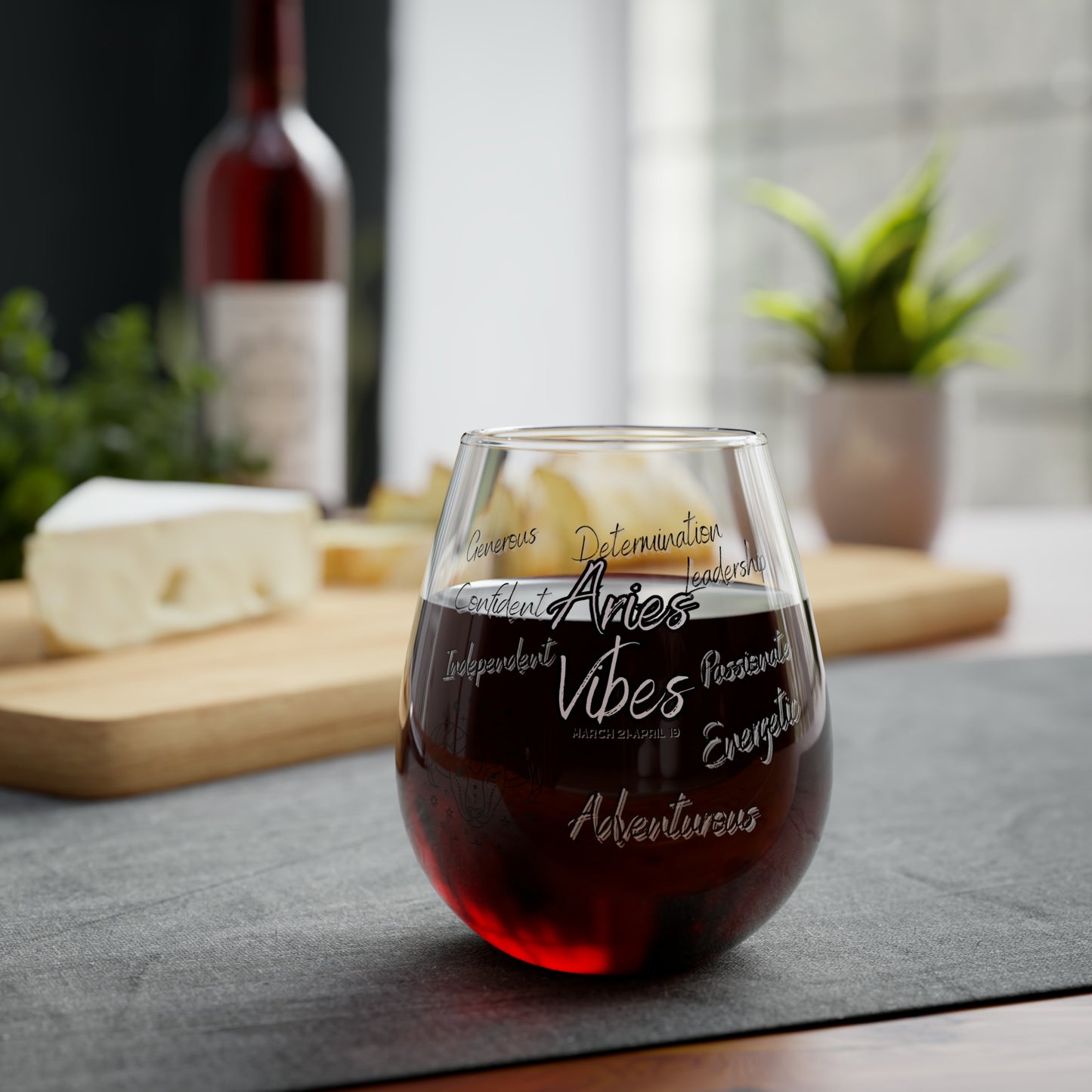 Aries Vibes Zodiac Stemless Wine Glass