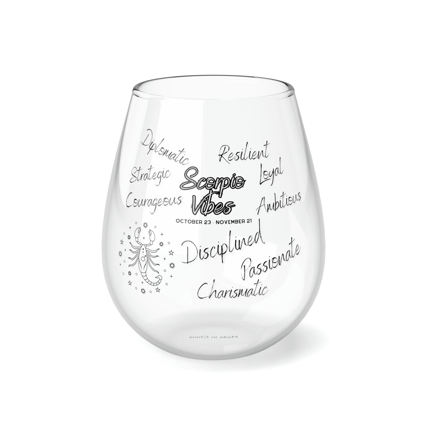 Scorpio Vibes Zodiac Stemless Wine Glass