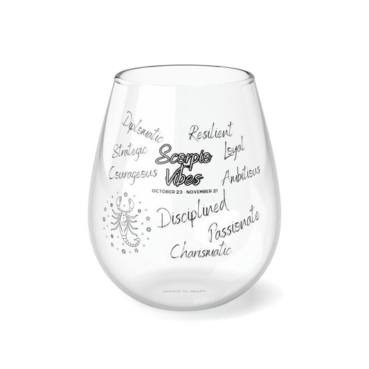 Scorpio Vibes Zodiac Stemless Wine Glass