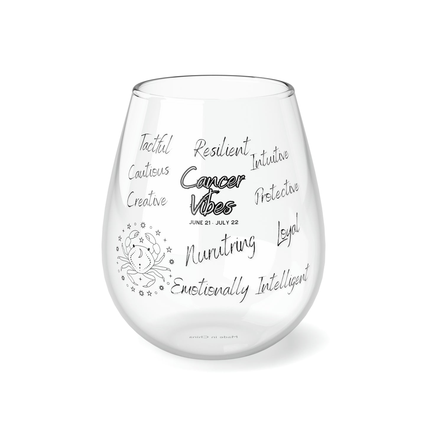 Cancer Vibes Zodiac Stemless Wine Glass