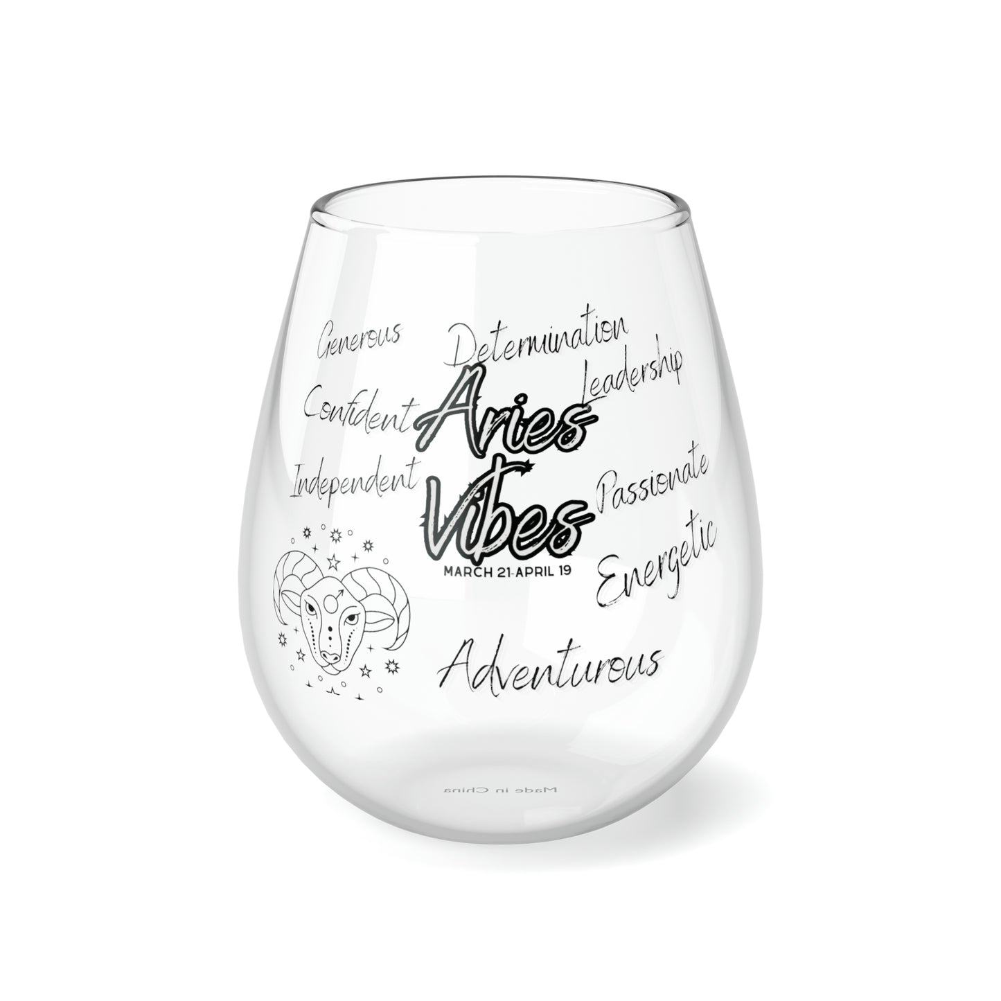 Aries Vibes Zodiac Stemless Wine Glass