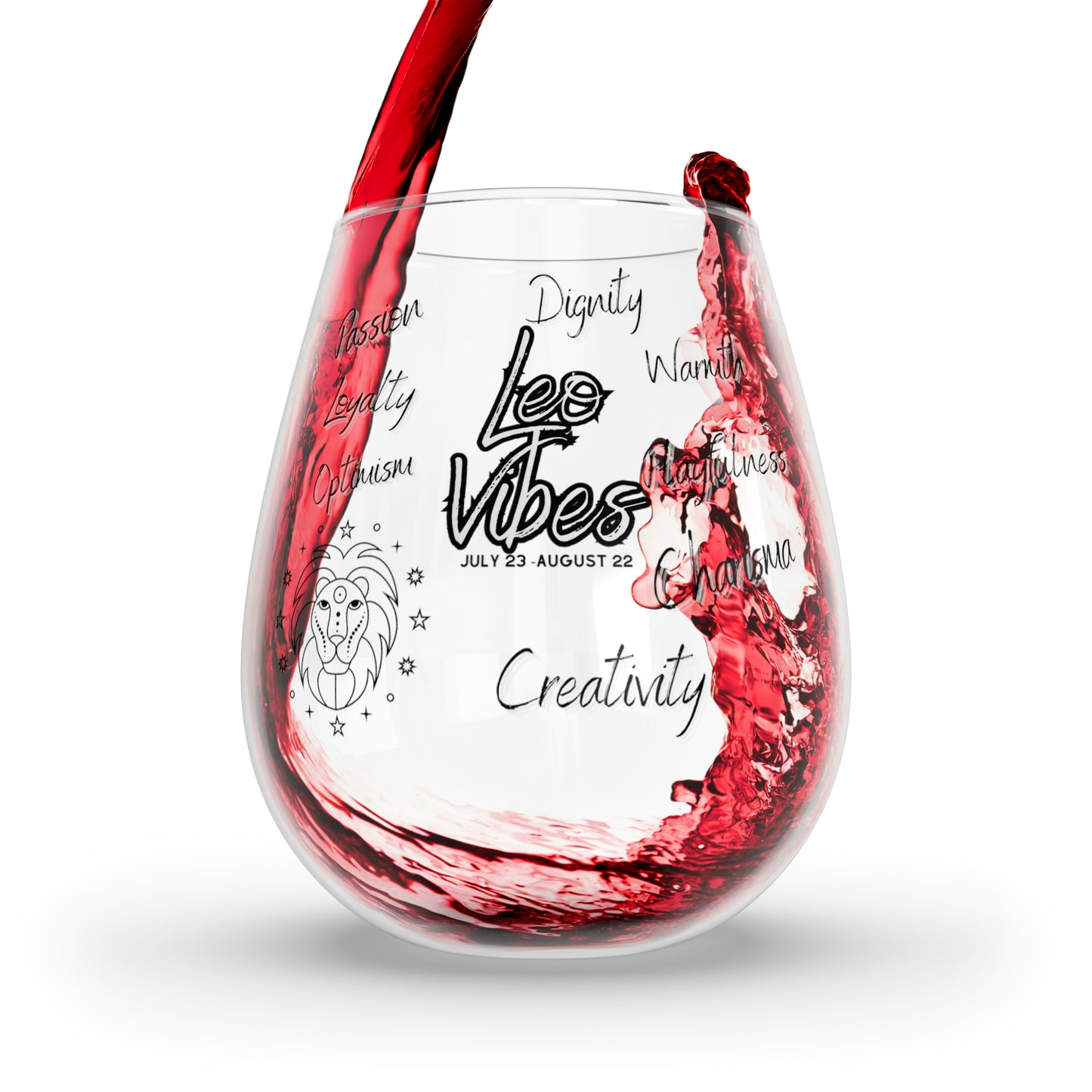 Leo Vibes Zodiac Stemless Wine Glass