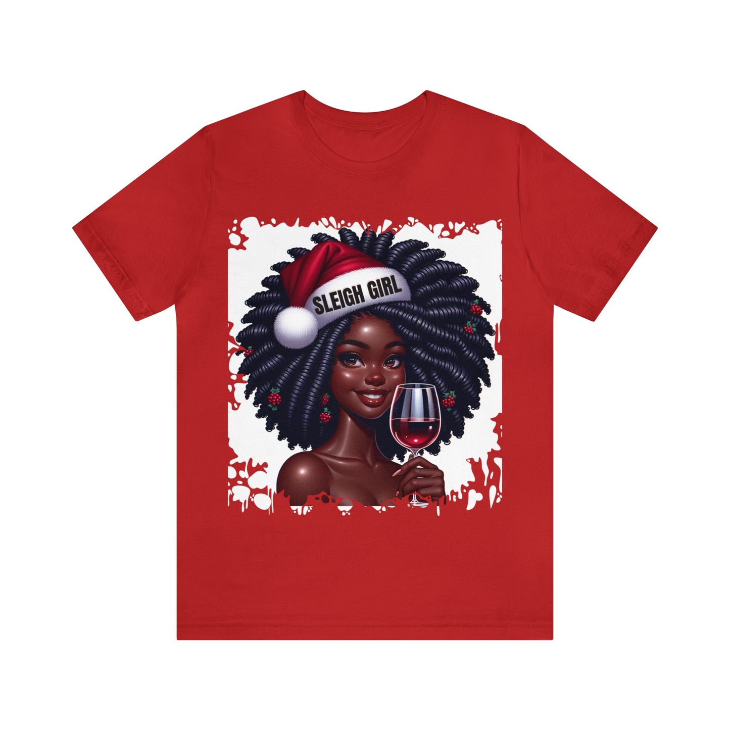 Sleigh Girl Wine Christmas Short Sleeve Tee