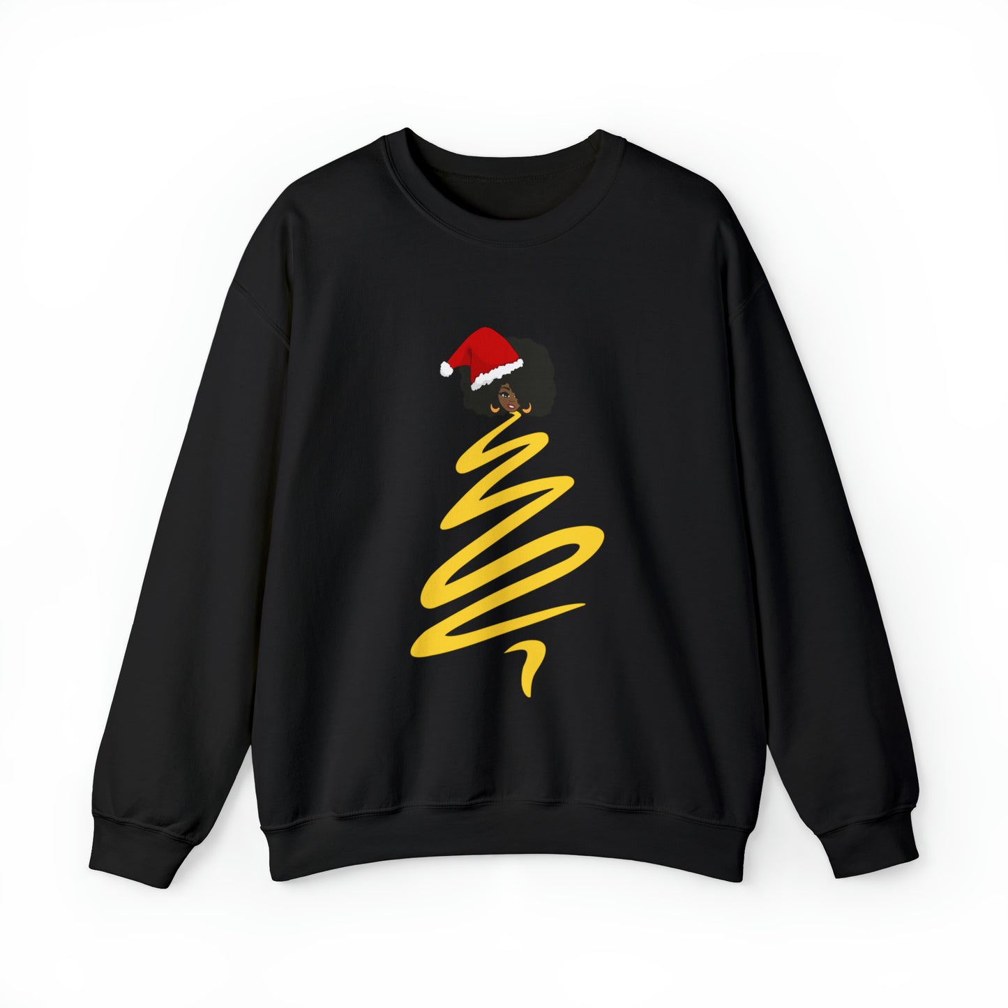 Dope Black Girl Afro Christmas Tree Angel  Crewneck Sweatshirt