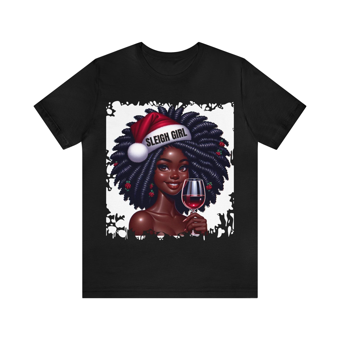 Sleigh Girl Wine Christmas Short Sleeve Tee