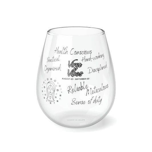 Virgo Vibes Zodiac Stemless Wine Glass