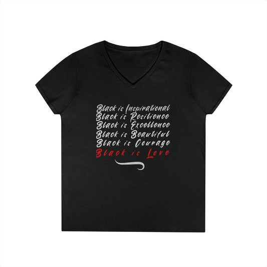 Black is.... Love Empowering Ladies' V-Neck T-Shirt