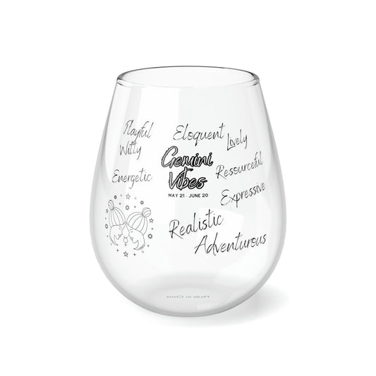 Gemini Vibes Zodiac Stemless Wine Glass