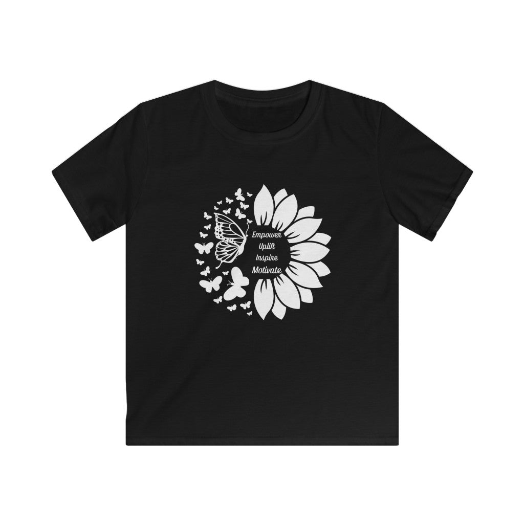 Empower-Uplift-Inspire-Motivate Butterfly Sunflower KidsTee