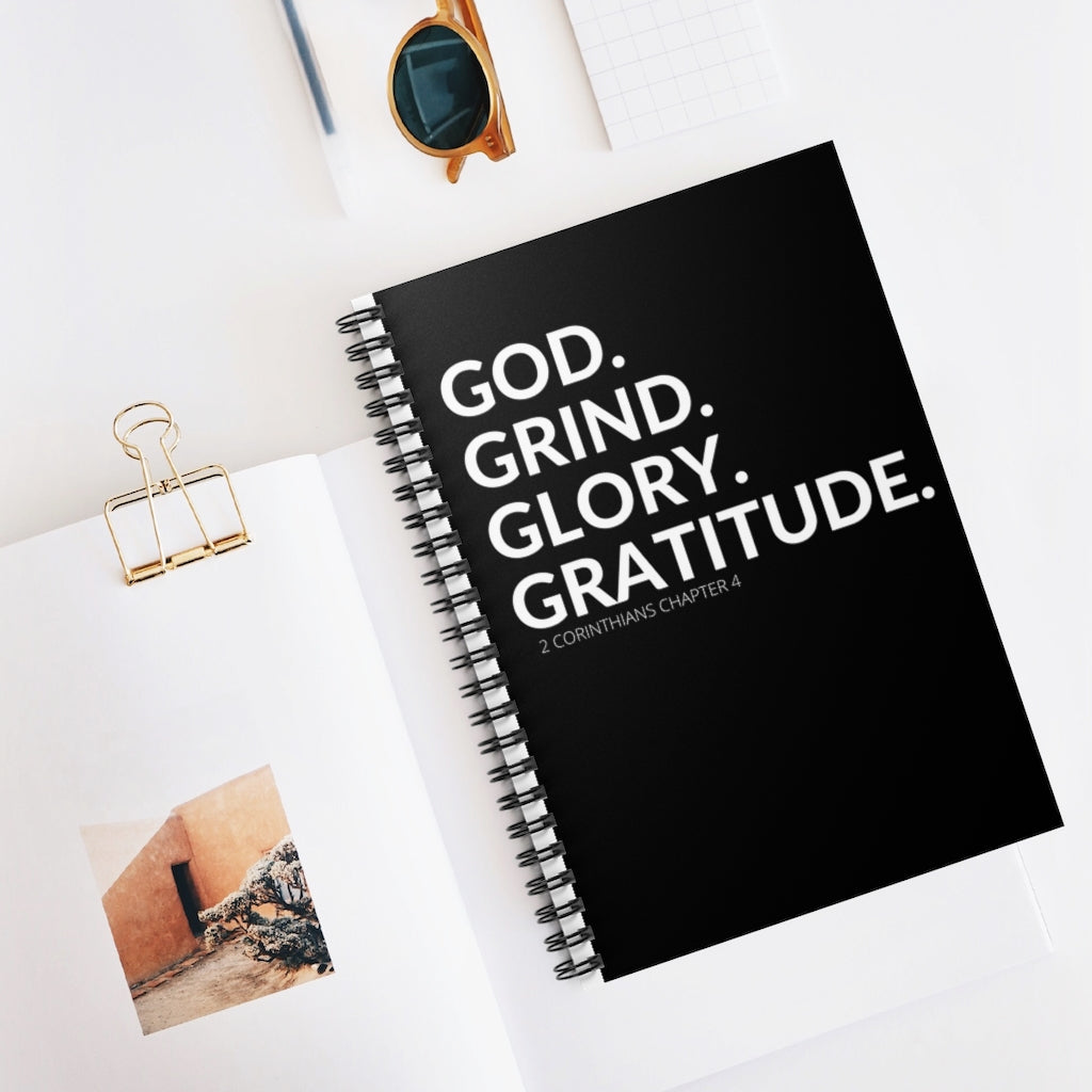 God. Grind. Glory. Gratitude. Spiral Notebook - Ruled Line