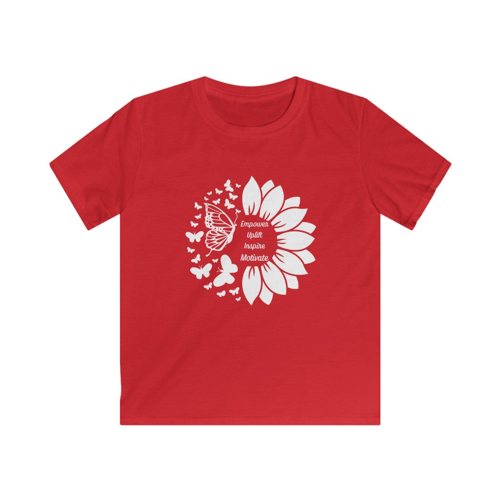 Empower-Uplift-Inspire-Motivate Butterfly Sunflower KidsTee